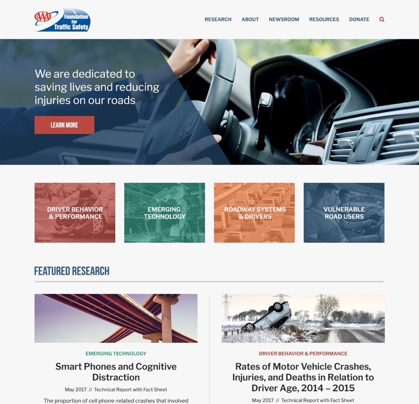 Homepage for AAA Foundation for Traffic Safety