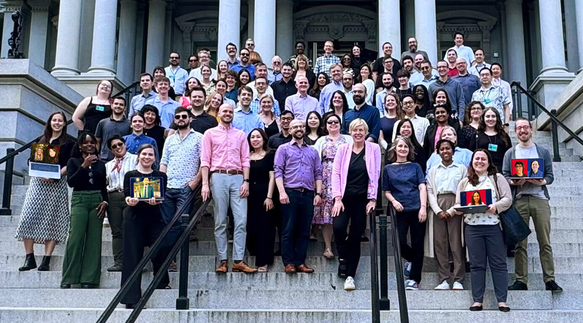 Direct File team on stone steps