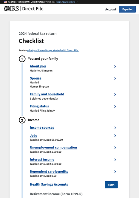 Checklist for 2024 federal tax return