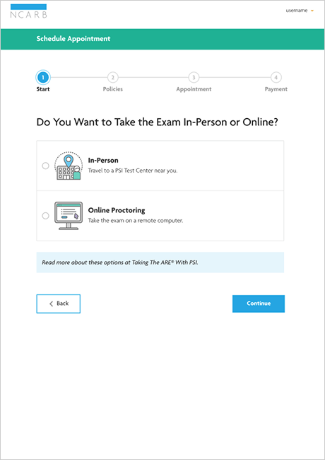 Option to take an in-person or online exam